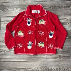 Vintage Christmas Sweater Sarah Bentley Sweater Embellished & Embroidered Size L